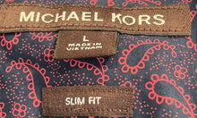 Load image into Gallery viewer, Michael Kors Mens Purple Paisley Long Sleeve Slim Fit Button-Up Shirt Size L
