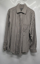 Load image into Gallery viewer, Johnston &amp; Murphy Mens Brown Beige Striped Long Sleeve Button-Up Shirt Size L
