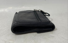 Load image into Gallery viewer, Perlina New York Womens Black Leather Card Holder Zipper Pockets Trifold Wallet
