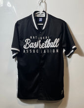 Load image into Gallery viewer, NBA Boys Black Graphic Print Short Sleeve Stand-Up Collar Shirt Jersey Size S
