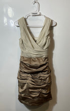 Load image into Gallery viewer, Express Womens Beige Top Two-Tone Ruched Bottom Sleeveless Mini Dress Size 0
