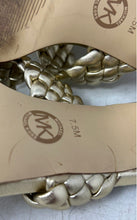 Load image into Gallery viewer, Michael Kors Womens Nadia Gold-Tone Leather Braided Strap Mule Heels Size 7.5M
