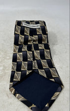 Load image into Gallery viewer, Pierre Cardin Mens Black Beige Geometric Keeper Loop Adjustable Pointed Tie
