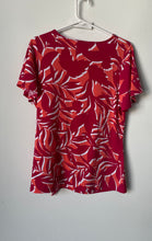 Load image into Gallery viewer, Liz Claiborne Womens Red Orange Leaf Short Sleeve Pullover Blouse Top Size M
