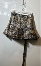 Load image into Gallery viewer, Zara Womens Brown Snakeskin High Waist Ruffle Hem Side Zip Mini Skort Size XS
