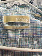 Load image into Gallery viewer, Michael Kors Mens White Turquoise Plaid Print Regular Fit Dress Shirt Size XL
