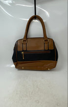 Load image into Gallery viewer, Tignanello Womens Brown Black Pockets Bottom Studs Shoulder Strap Satchel Bag
