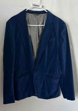 Load image into Gallery viewer, Armani Exchange Mens Blue Velvet Notch Lapel Pockets Single-Button Blazer Size M
