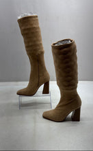Load image into Gallery viewer, Forever 21 Womens Beige Suede Side-Zip Block Heel Knee High Boots Size 8
