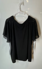 Load image into Gallery viewer, Calvin Klein Womens Black Flutter Sleeve Crew Neck Pullover Blouse Top Size XL
