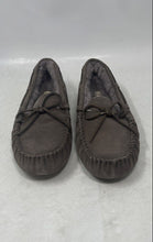 Load image into Gallery viewer, UGG Womens Dakota Gray Suede Fur Lined Round Toe House Moccasin Slippers Size 9
