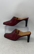 Load image into Gallery viewer, Nicole Womens Tradition 2 Burgundy Leather Square Toe Block Mule Heels Size 7 M
