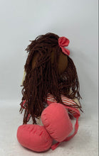 Load image into Gallery viewer, Cloth Pink Dress Striped Outfit Brown Yarn Hair Plush Fashion Doll
