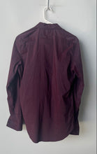 Load image into Gallery viewer, Zara Mens Burgundy Collared Long-Sleeve Slim-Fit Button-Up Shirt Size Large
