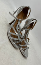 Load image into Gallery viewer, Vizzano Womens Silver Open-Front Buckle Stiletto Ankle Strap Heels Size 4
