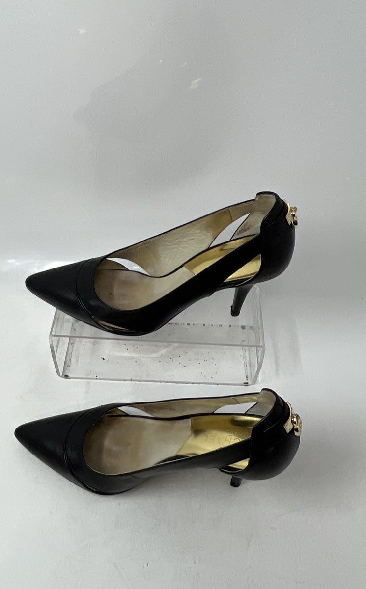 Michael Kors Womens Hamilton Black Leather Pointed Toe Pump Heels Size 6 M
