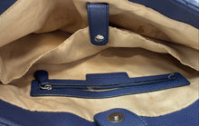 Load image into Gallery viewer, Dana Buchman Womens Navy Blue Cream Floral Pockets Double Handle Shoulder Bag
