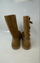 Load image into Gallery viewer, UGG Womens Victoria Tall 1015875 Khaki Suede Bow Mid-Calf Ice Snow Boots Size 9
