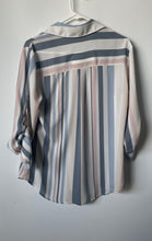 Load image into Gallery viewer, Express Womens Multicolor Striped Long Roll Tab Sleeve Button-Up Shirt Size M
