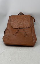 Load image into Gallery viewer, Darcy Marks Womens Brown Floral Embossed Faux Leather Adjustable Strap Backpack
