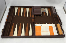 Load image into Gallery viewer, Maxam Brown And White Backgammon Set Strategy Dice Game Casino Suitcase
