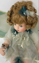 Load image into Gallery viewer, Brown Curly Hair Green Eyes Collector Play Doll In Green Dress And Angel Wings
