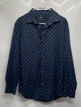 Load image into Gallery viewer, Express 1MX Mens Blue Geometric Print Long Sleeve Slim Fit Button-Up Shirt Sz M
