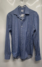 Load image into Gallery viewer, Culturata Mens Blue Long Sleeve Collared Tailored Fit Dress Shirt Size Medium
