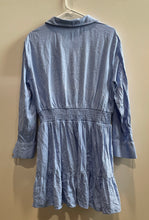Load image into Gallery viewer, Zara Womens Blue Long Sleeve Collared Smocked Waist Button Front Mini Dress Sz M
