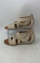 Load image into Gallery viewer, Carvela Womens Beige Gold Leather Back Zip Studded Strappy Sandals Size EU 38
