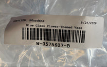Load image into Gallery viewer, Blue Gold Trim Floral Glass Hand-Painted Decorative Pedestal Bud Flower Vase
