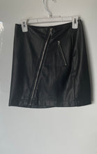 Load image into Gallery viewer, Express Womens Black Faux Leather Front Asymmetrical Zipper Mini Skirt Size 4
