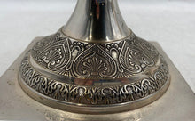Load image into Gallery viewer, Set Of 2 Pcs Silver Color Metal Pillar Embossed Candle Holder Collectible

