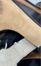 Load image into Gallery viewer, Michael Kors Womens Josephine Black Leather Wedge Heel Slingback Sandals Sz 7.5M
