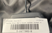 Load image into Gallery viewer, Charles Klein Mens Black Long Sleeve Collared Button-Front Leather Jacket Size M
