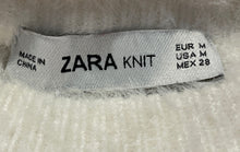Load image into Gallery viewer, Zara Knit Womens White Long Sleeve Crew Neck Fuzzy Pullover Sweater Size Medium

