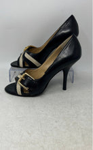 Load image into Gallery viewer, Michael Kors Womens Black Leather Peep-Toe Stiletto Pump Heels Size 7M
