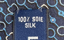 Load image into Gallery viewer, Lancel Paris Mens Blue Printed Silk Adjustable Keeper Loop Designer Tie
