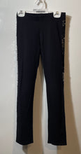 Load image into Gallery viewer, H&amp;M Girls Black Sequin Stripe Pull On Elastic Waist Ankle Pants Size 8-9 Years
