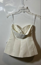 Load image into Gallery viewer, Zara Womens White Satin Strapless Sweetheart Neck Button Front Bustier Top Sz S
