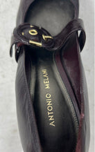 Load image into Gallery viewer, Antonio Melani Womens Brown Leather Round Toe Buckle Pump Heels Size 8.5M
