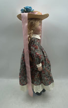 Load image into Gallery viewer, Brinn's Collector Porcelain Doll In Floral Outfit Dress Brown Hair And Hat
