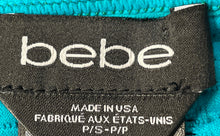 Load image into Gallery viewer, Bebe Womens Aqua Blue 3/4 Sleeve Knitted Short Bodycon Dress Size Small

