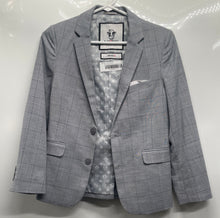 Load image into Gallery viewer, Black N Bianco Boys Gray Black Check Long Sleeve Two-Button Blazer Size 12
