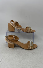 Load image into Gallery viewer, Arezzo Womens Stella Mid Beige Embellished Block Heel Ankle Strap Sandals Sz 34
