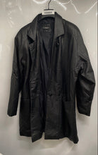 Load image into Gallery viewer, Comint Womens Black Genuine Leather Long Sleeve Button Front Coat Size 2X
