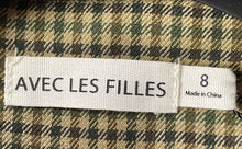 Load image into Gallery viewer, Avec Les Filles Womens Olive Green Gingham Long Sleeve Mini Dress Size 8 W/ Tag
