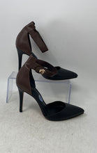 Load image into Gallery viewer, Coach Womens Housten Black Brown Leather High Stiletto Ankle Strap Heels Sz 7.5
