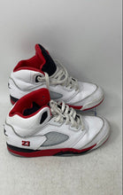 Load image into Gallery viewer, Nike Boys Air Jordan 5 HQ7979-101 White Red Leather Basketball Shoes Size 2.5Y
