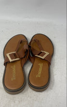 Load image into Gallery viewer, Toscanella Womens Brown Leather Open Toe Slip-On Thong Sandals Size 7.5
